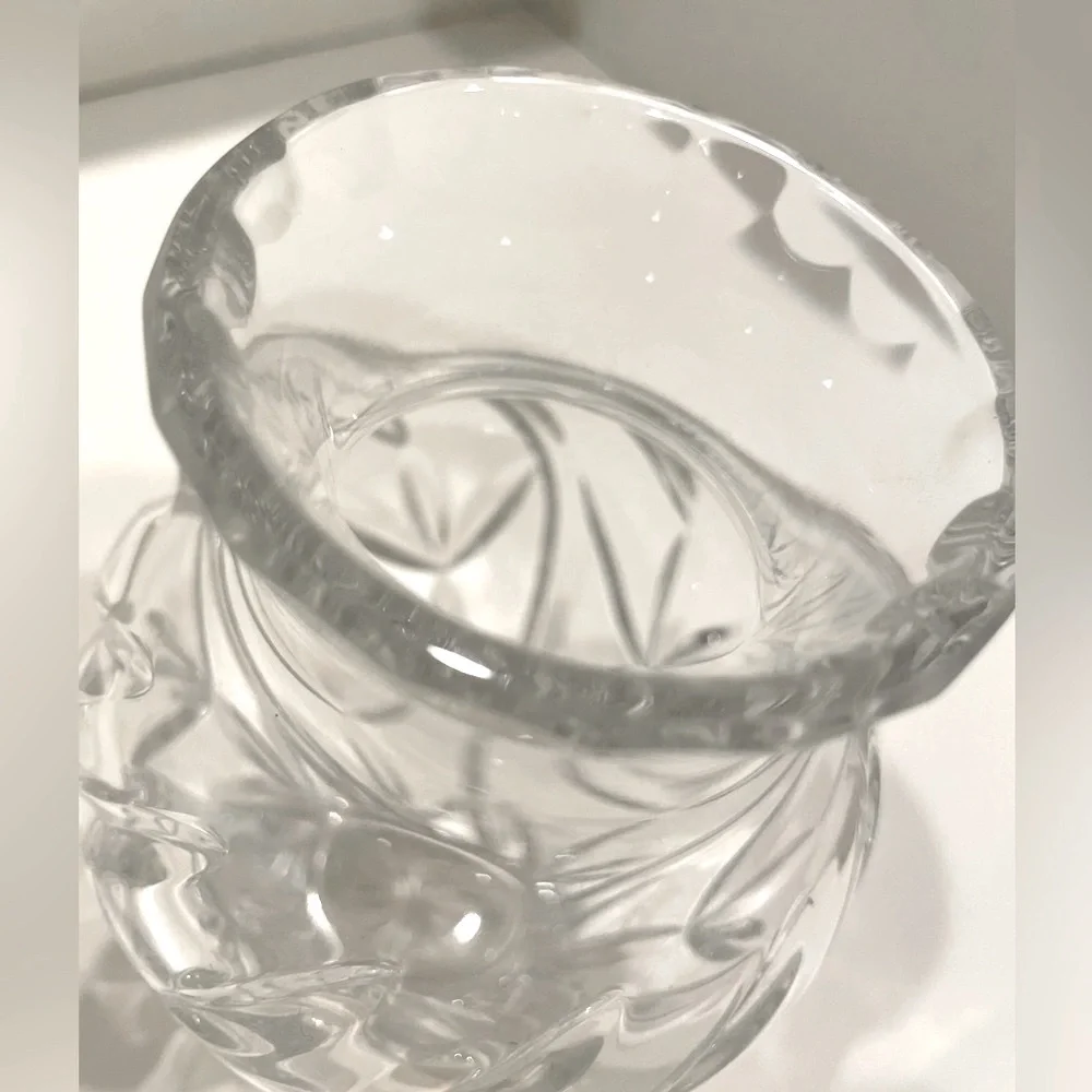 Vintage Leaded Crystal Etched Vase | Source Unknown | Heavy! | EUC
